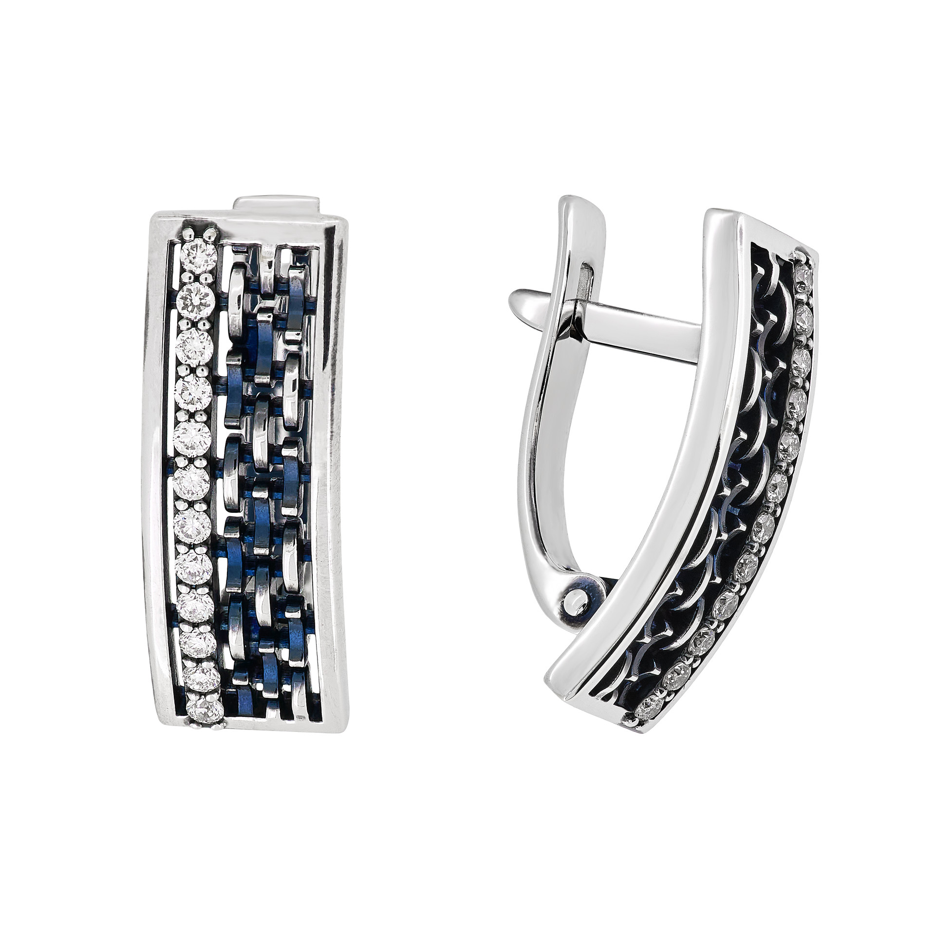 Earrings Vladimir Pichugov, Diamonds, 14K White Gold