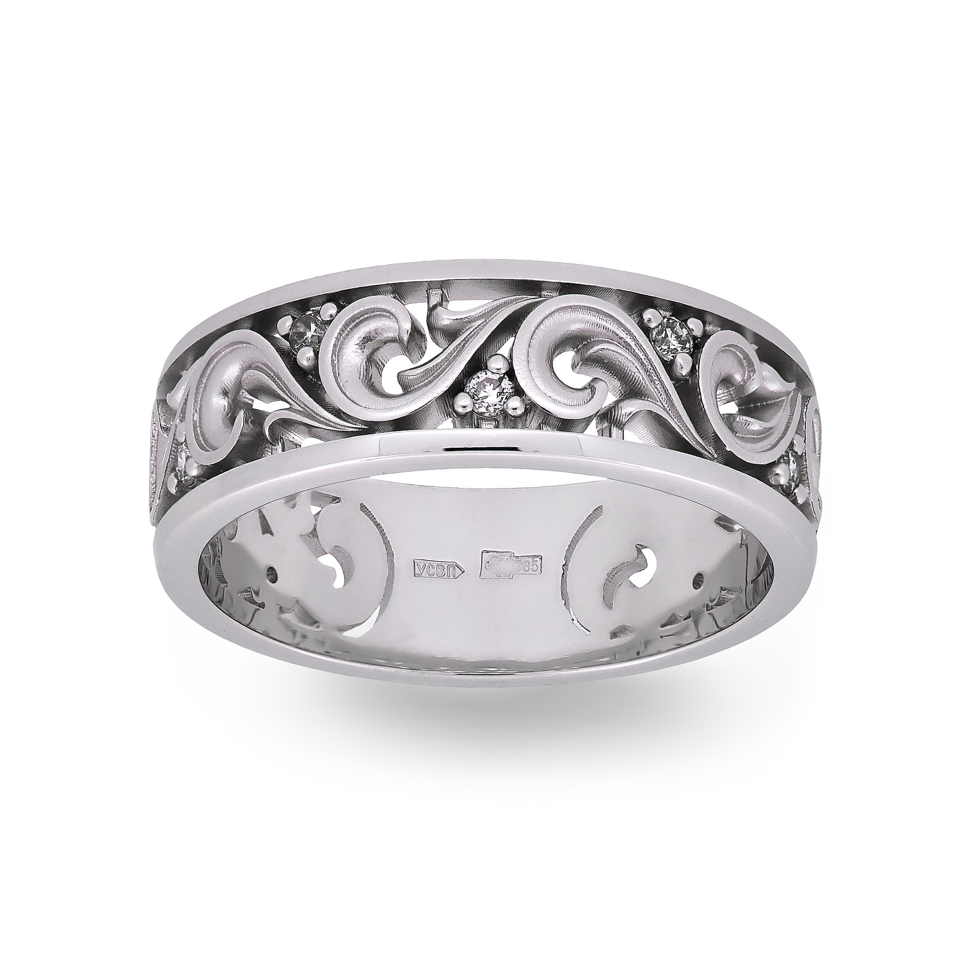 Ring Vladimir Pichugov, Diamonds, 14K White Gold