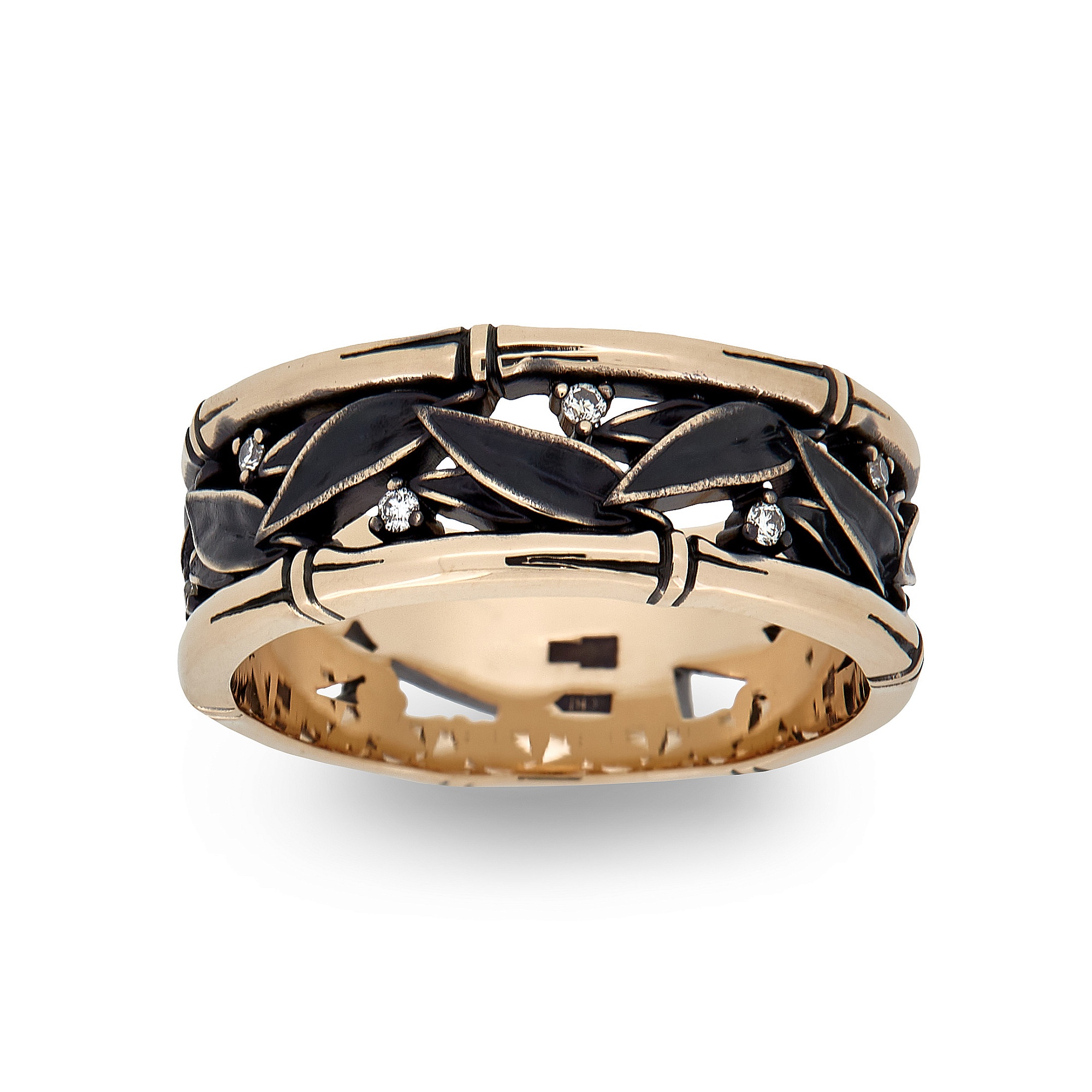 Ring collection Bamboo, Vladimir Pichugov, Diamonds, 14K Red Gold