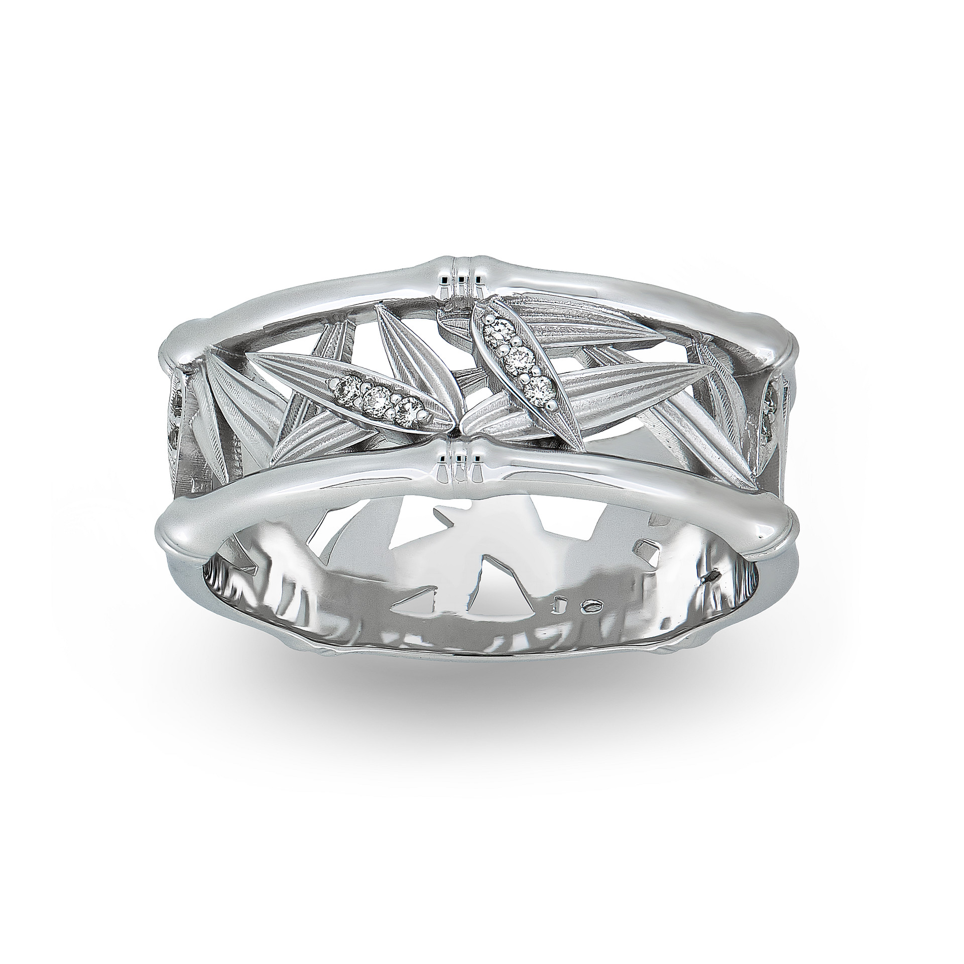 Ring collection Bamboo, Vladimir Pichugov, Diamonds, 14K White Gold