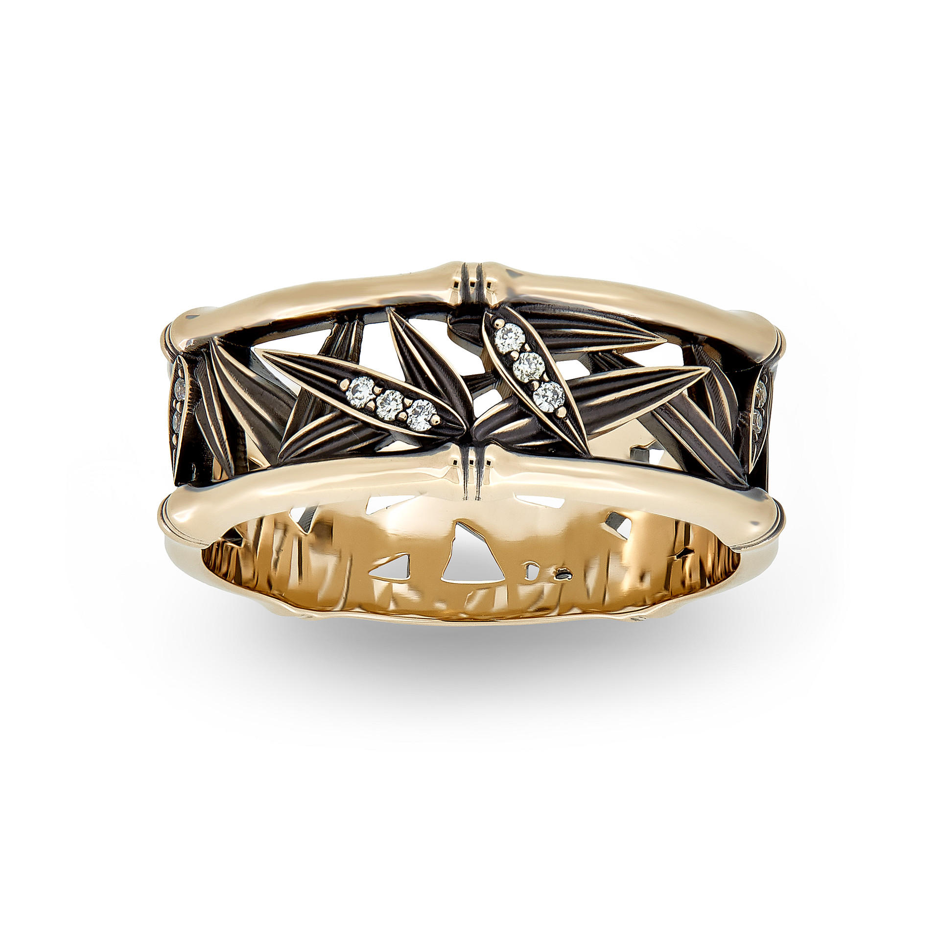 Ring collection Bamboo, Vladimir Pichugov, Diamonds, 14K Red Gold