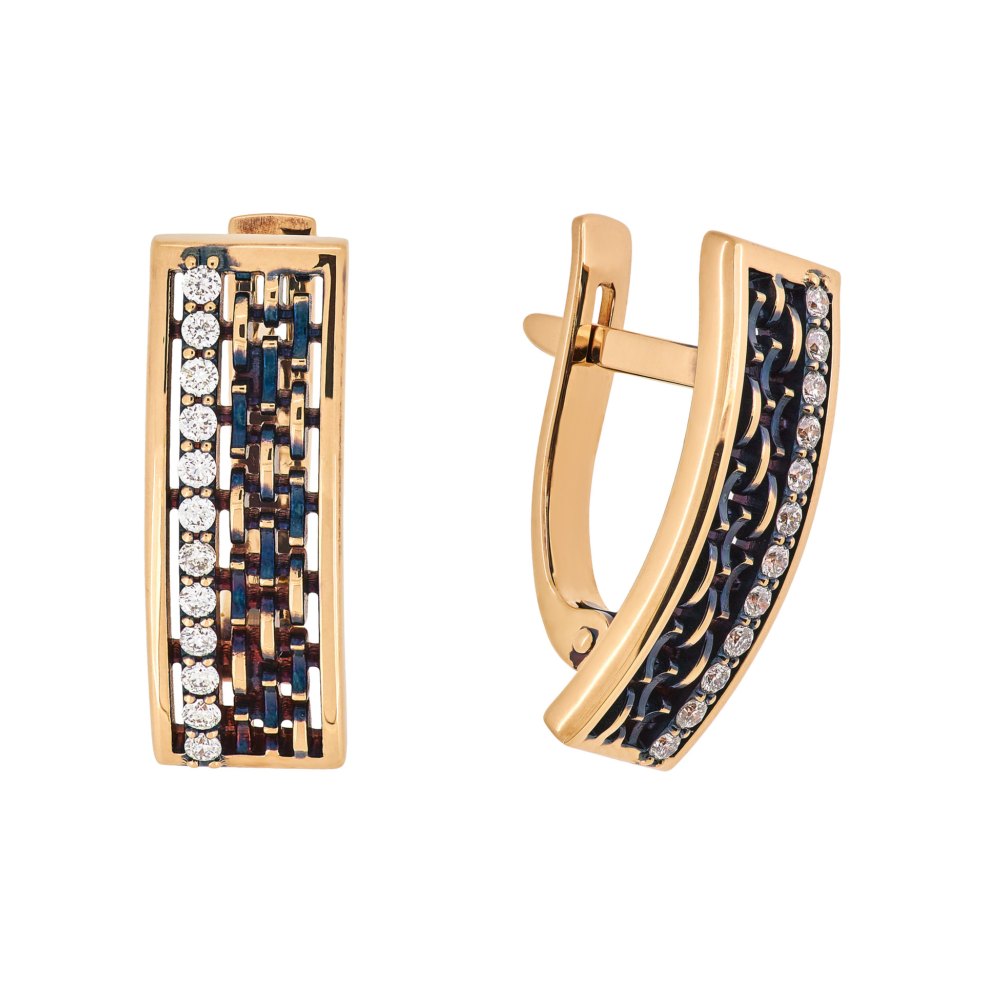 Earrings Vladimir Pichugov, Diamonds, 14K Red Gold